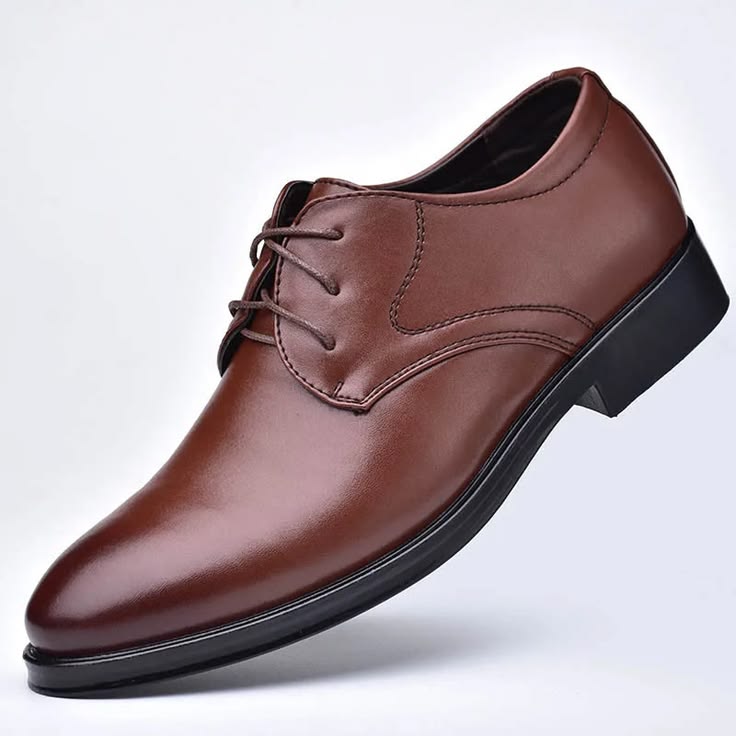 Riolio Men Dressing Shoes Formal for Men's Casual Shoe Leather Social Wedding Designer Pointed Toe Black Office Winter Shoes Brand - Brown Winter 